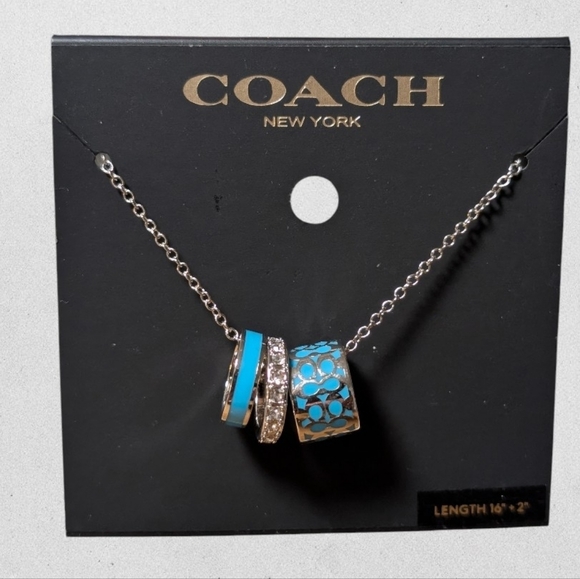 Coach Jewelry - NWT NEW COACH Signature blue Enamel Necklace